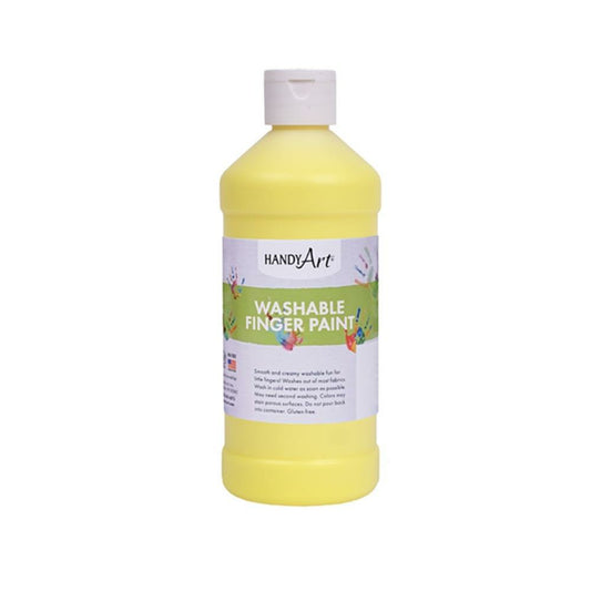Handy Art Washable Flourescent Finger Paint, Flourescent Yellow, 473ml