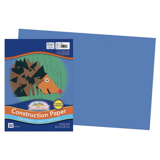 Papier de construction SunWorks, bleu, 30,5 cm x 45,7 cm, 50 feuilles/paquet.