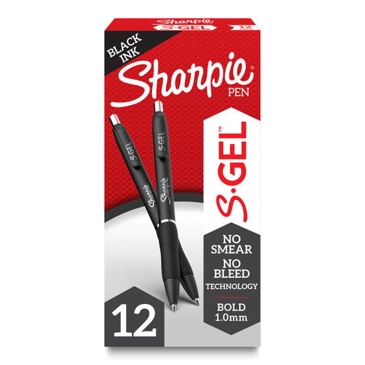 Stylo gel Sharpie S-Gel - 1,0 mm - Encre noire - Lot de 12