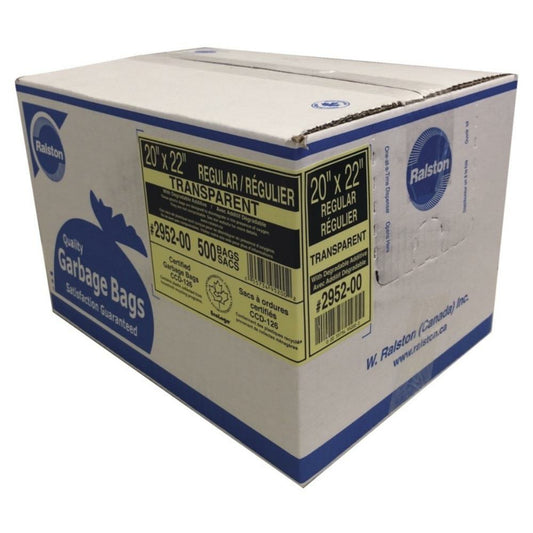 Ralston Garbage Bag - 20" x 22" - Clear - 500 Pack
