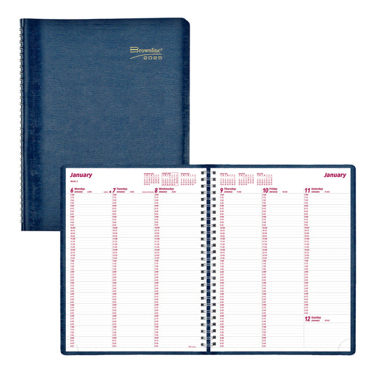 Brownline 2025 Weekly Planner Twin-Wire Binding - 11" x 8-1/2" - Blue - English