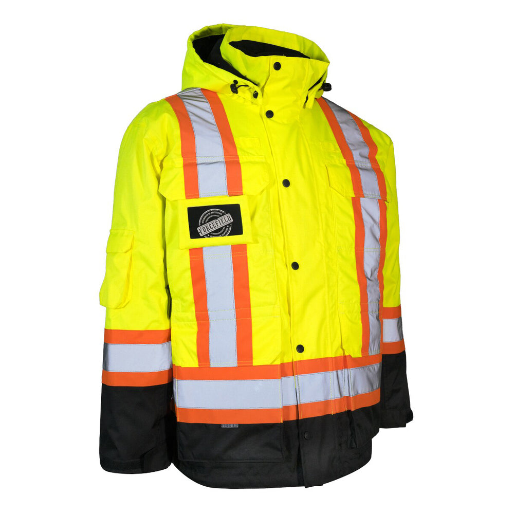 Forcefield 3-in-1 Hi Vis Winter Safety Parka with Removable Black Puffer Jacket - Yellow - Small (024-EN788LY)