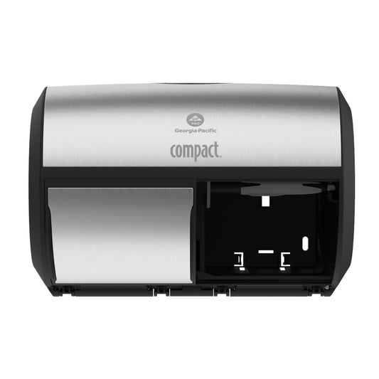 Compact 2-Roll Side-by-Side High-Capacity Toilet Paper Dispenser - Coreless - Stainless Steel