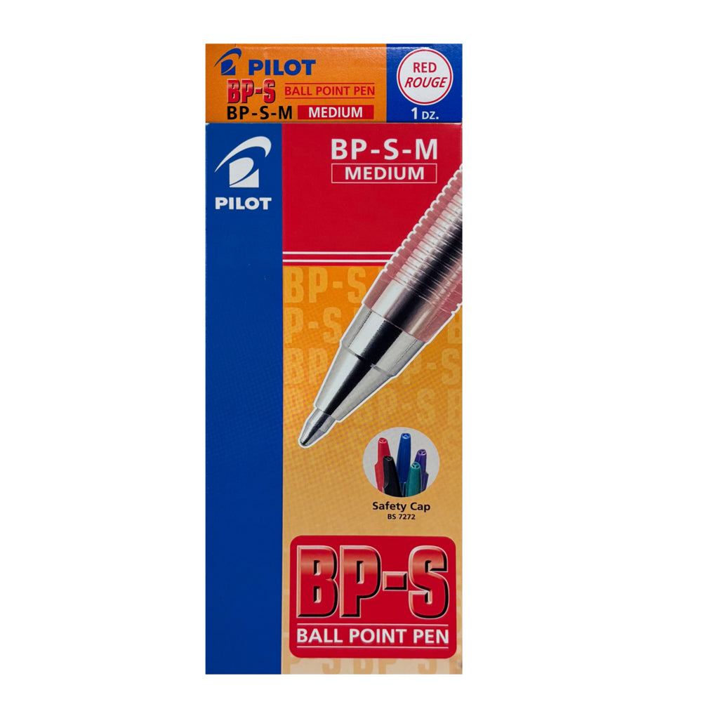 Pilot BPS Ballpoint Pen - Medium Point - 1.0 mm - Red - 12 Pack