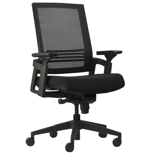 Horizon Activ Series Mid Back Mesh Syncro Tilter with Adjustable Armrests - Black