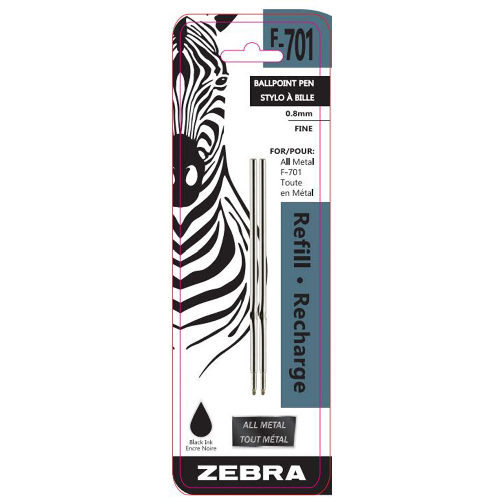 Recharges pour stylo à bille Zebra - 0,8 mm - Compatible avec F-701 - Lot de 2