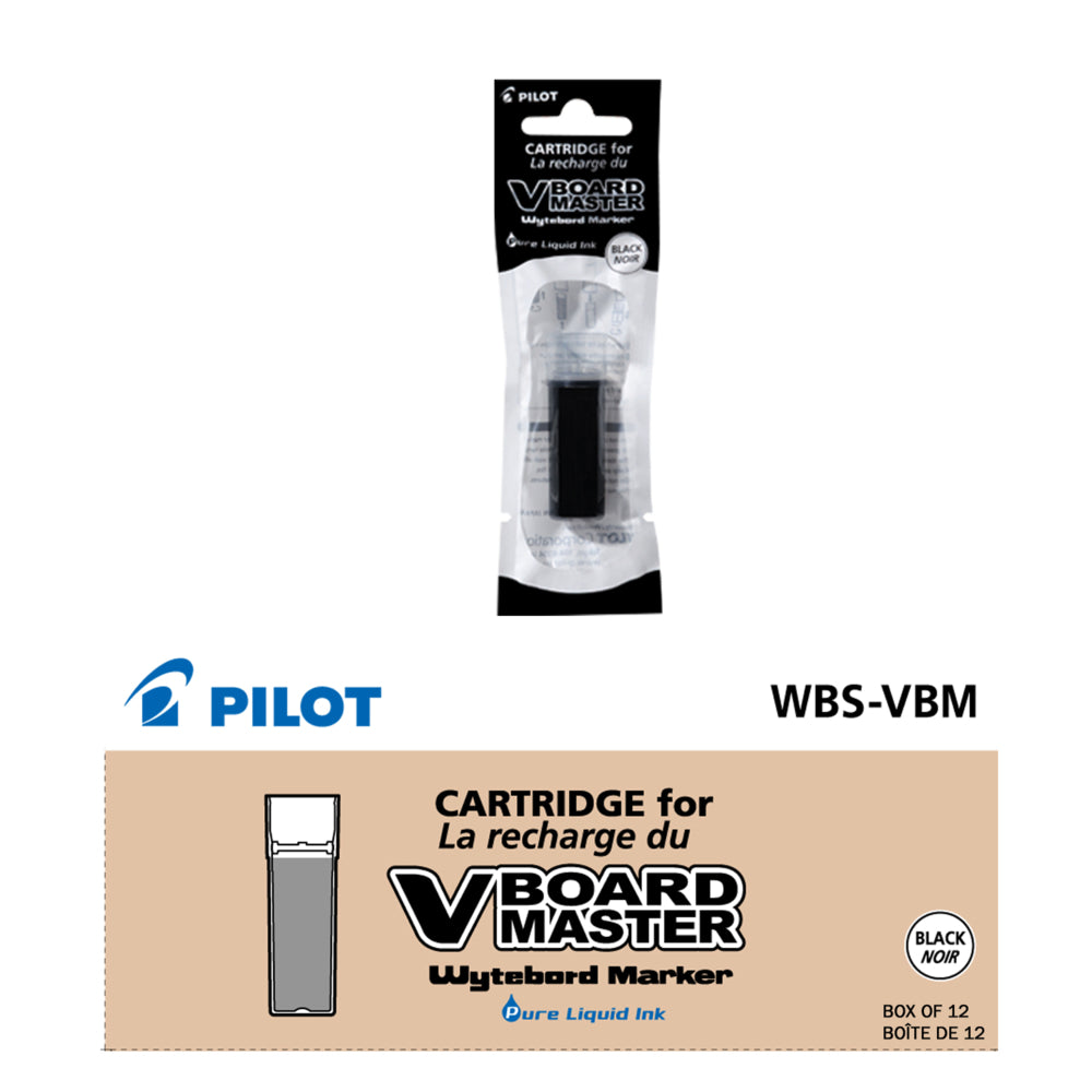 Recharges pour marqueurs effaçables à sec Pilot Begreen V Board Master – Noir – Lot de 12
