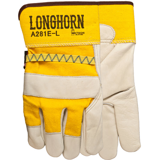 Watson Gloves Longhorn Cowhide Leather Gloves - Yellow/Beige