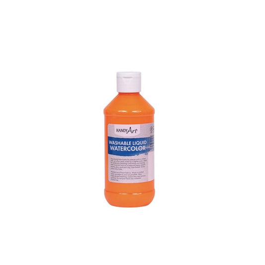 Handy Art Washable Flourescent Liquid Watercolors, Flourecent Orange, 236ml