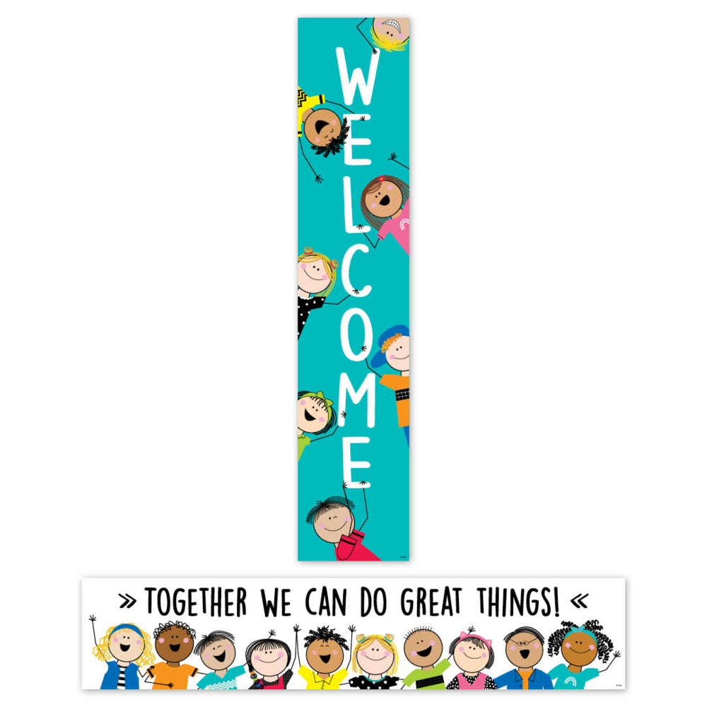 Creative Teaching Press Stick Kids Welcome Banner - 2 Sided - 8" x 39"