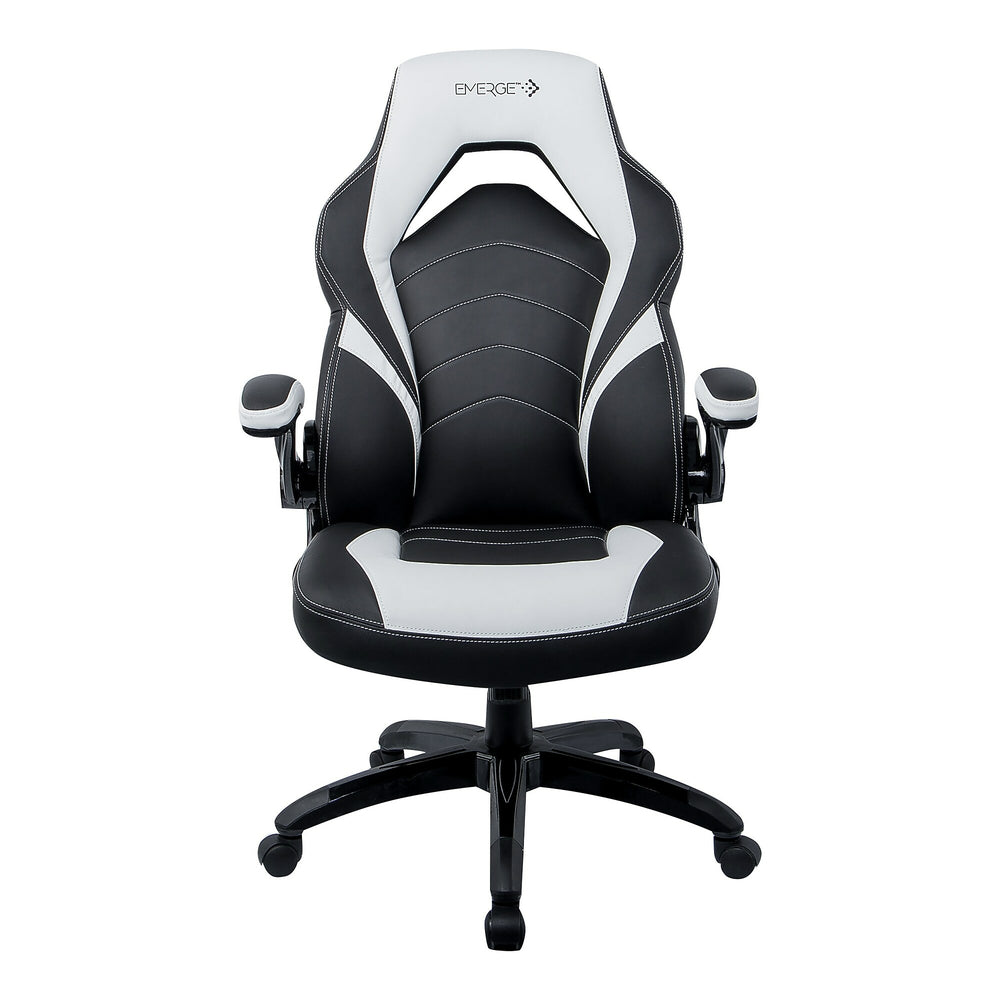 Chaise de jeu Staples Emerge Vortex en cuir reconstitué, noir et blanc