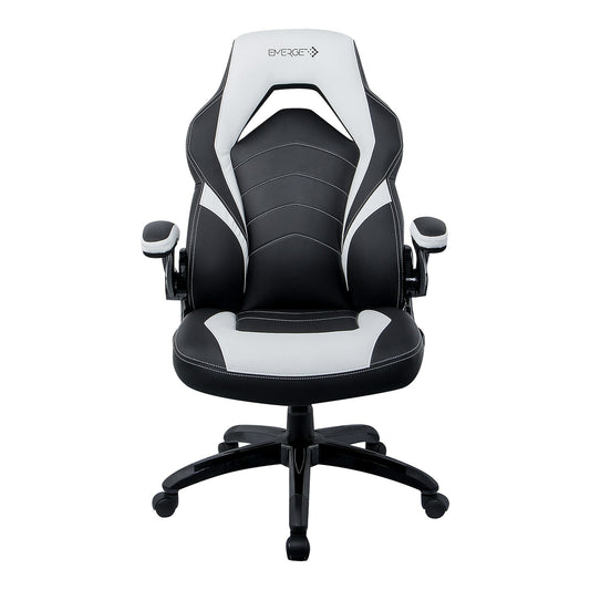 Staples Emerge Vortex Bonded Leather Gaming Chair, Black and White