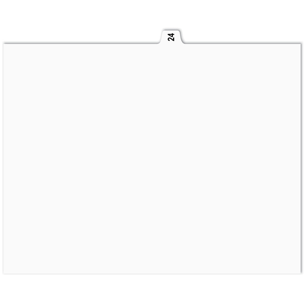 Onglets d'indexation numérique Apak - n° 24 - Blancs - 8 1/2" x 11" - Coupe 1/15e - 110 lb - Non perforés - Paquet de 25