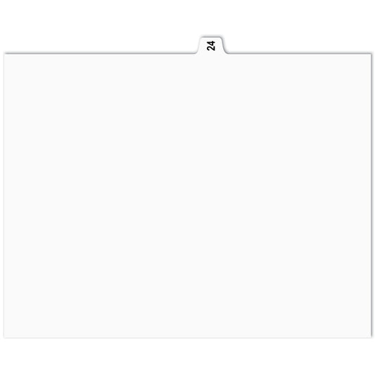Onglets d'indexation numérique Apak - n° 24 - Blancs - 8 1/2" x 11" - Coupe 1/15e - 110 lb - Non perforés - Paquet de 25