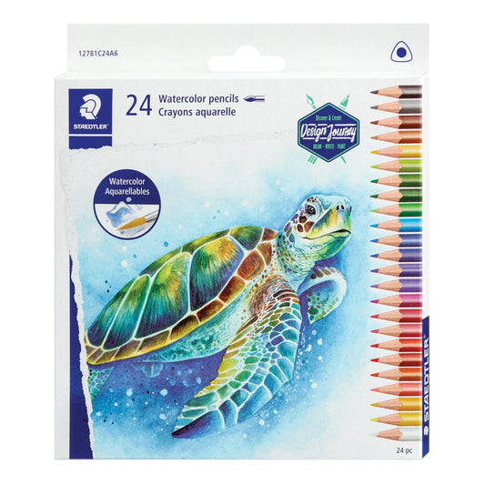 Staedtler Triangular Watercolour Pencils - Assorted Colours - 24 Pack
