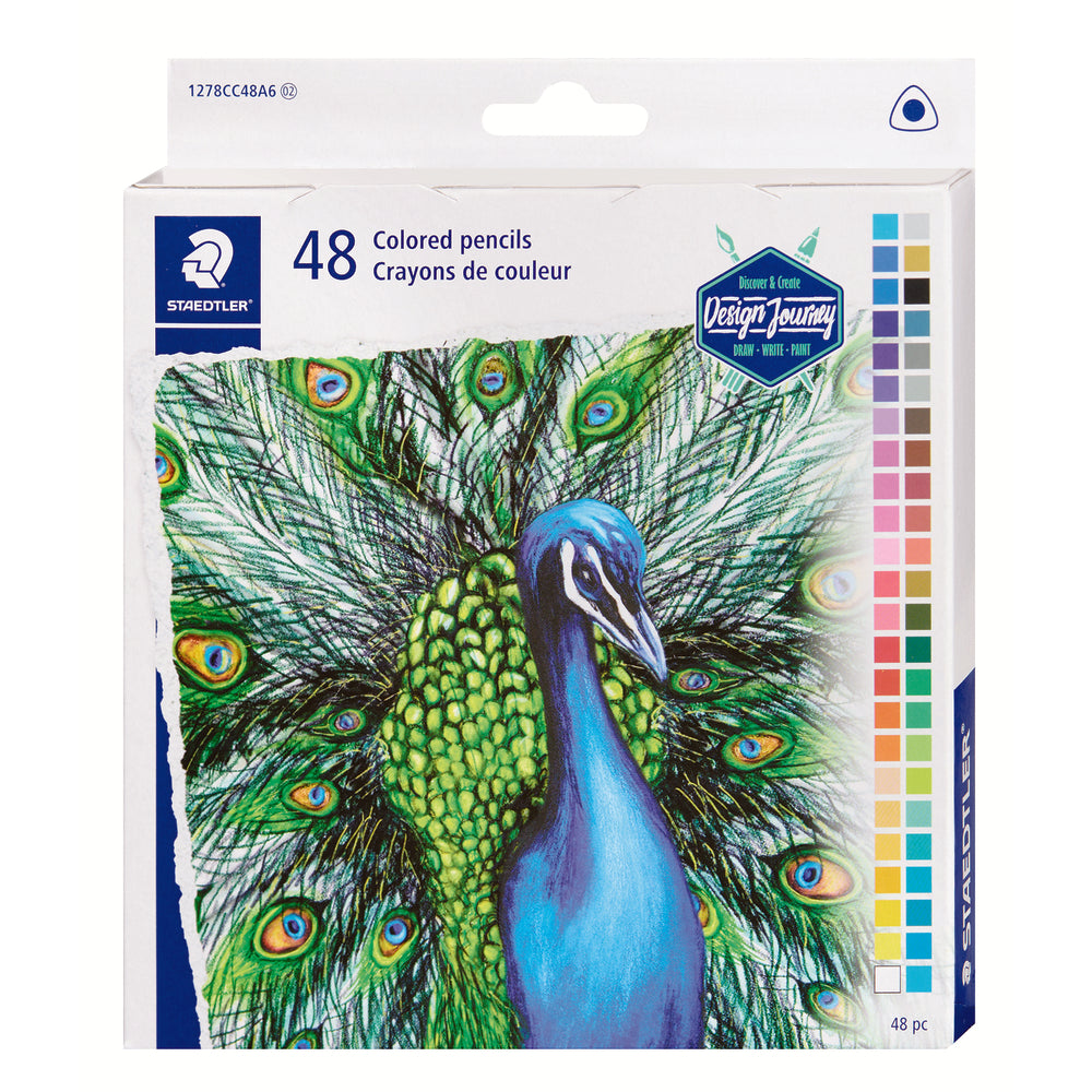 Crayons de couleur Staedtler 4 mm à corps triangulaire - Lot de 48 - Assortiment