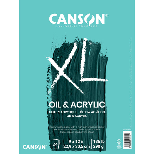 Canson XL Series Oil & Acrylic Pad - 9" W x 12" H - Foldover Cover - 24 Sheets - (D400026824)