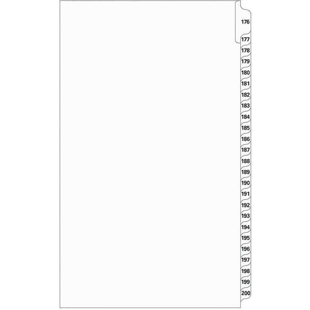 Supreme Litigation Tabs 25th Cut Numeric Set 14" White #176-200