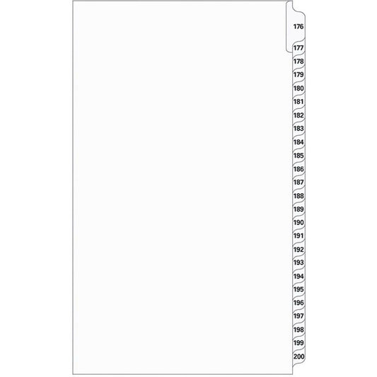 Supreme Litigation Tabs 25th Cut Numeric Set 14" White #176-200