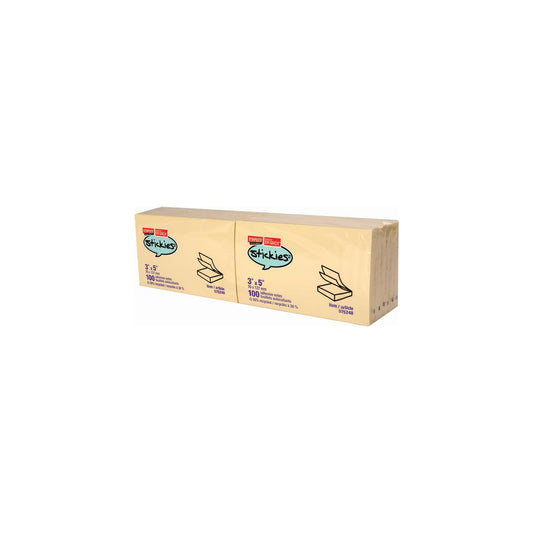 Notes autocollantes recyclées Staples Stickies, vierges, jaunes, 7,6 x 12,7 cm, 100 feuilles/bloc, 12 blocs/paquet (1 200 feuilles au total)
