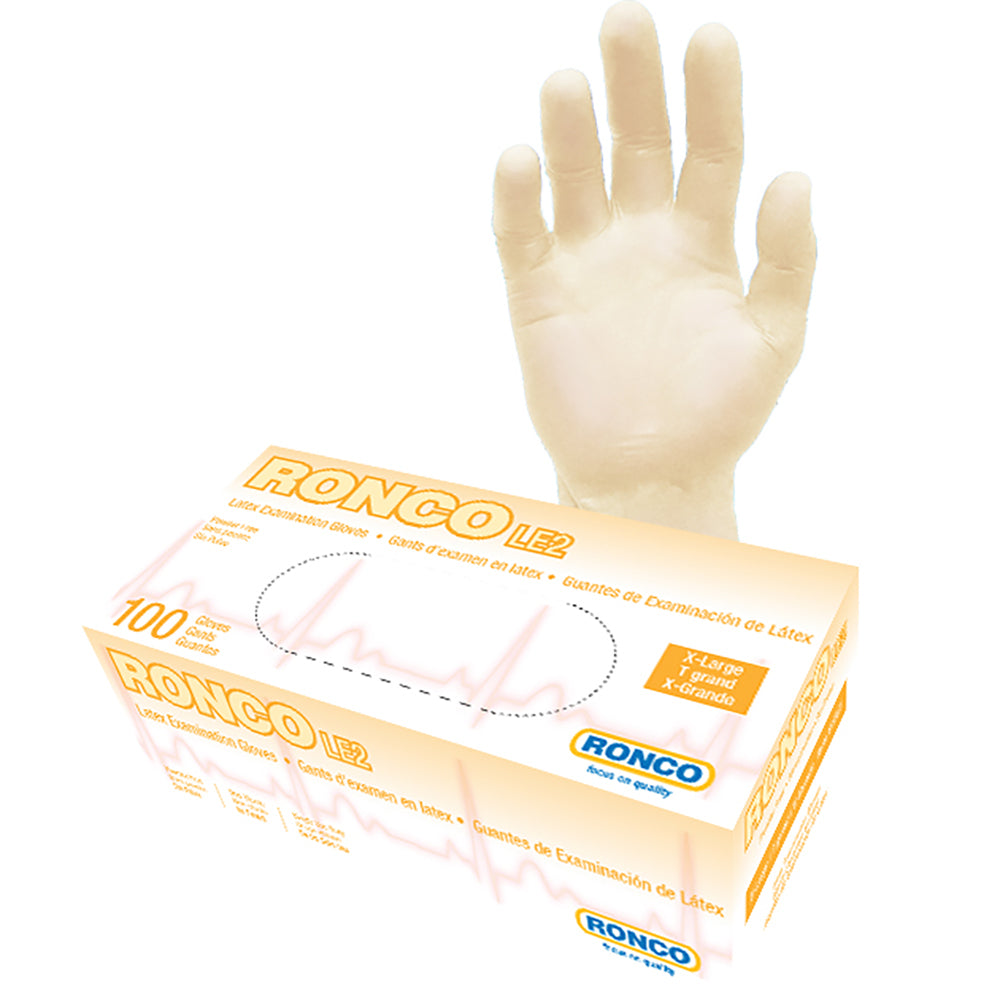 Ronco LE2 Latex Gloves - Tan - X-Large - 100 Pack