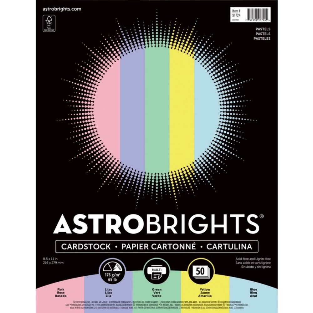 Papier pastel Astrobright Cover Stock - 65 lb - 8,5" x 11" - Assortiment - Paquet de 50
