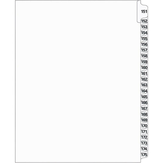 Supreme Litigation Tabs 25th Cut Numeric Set 11" White #151-175