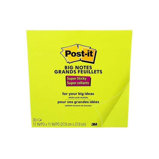 Post-it Notes Big Pad Super Sticky Notes, 11" x 11", 30 Sheets, Green