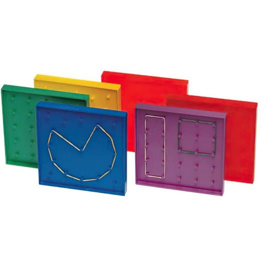 SI Manufacturing 5" Rainbow Geoboard - Assorted Colours - 6 Set