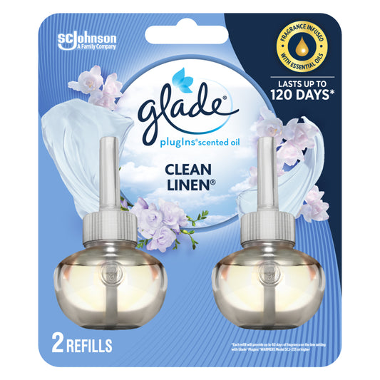 Recharge d'huile parfumée Glade Plug-ins - Linge propre - Lot de 2