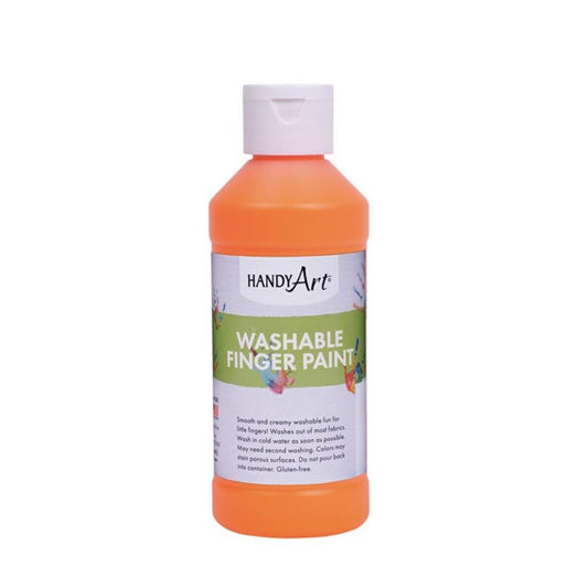 Handy Art Washable Flourescent Finger Paint, Flourescent Orange, 237ml