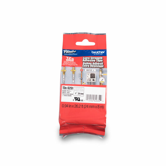 Ruban adhésif extra fort Brother P-Touch – 24 mm – Noir sur blanc