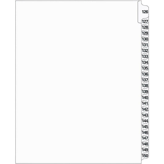 Supreme Litigation Tabs 25th Cut Numeric Set 11" White #126-150