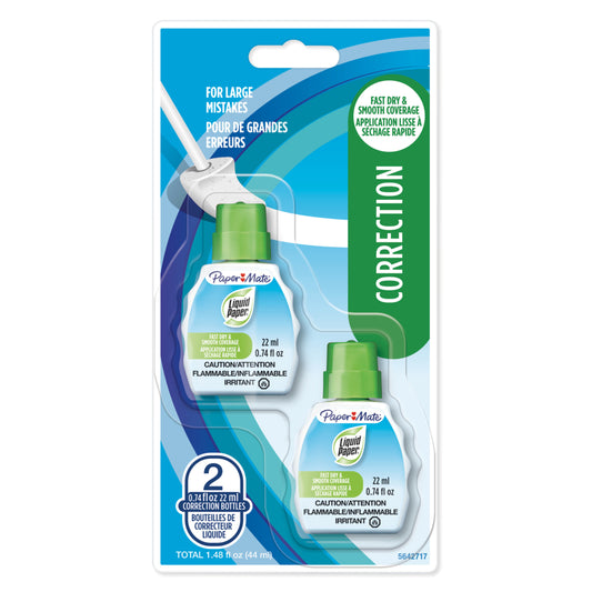 Correcteur liquide à séchage rapide Paper Mate Liquid Paper - Lot de 2