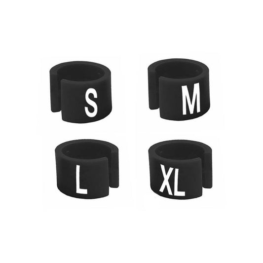 Mini marqueurs de taille pour cintres Eddie's Hang-Up Display Ltd. - Calibre noir avec impression blanche - Grand (L) - Paquet de 100