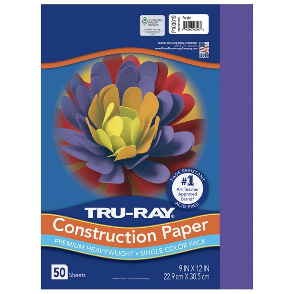 Papier de construction Tru-Ray, violet, 22,9 cm x 30,5 cm, 50 feuilles/paquet