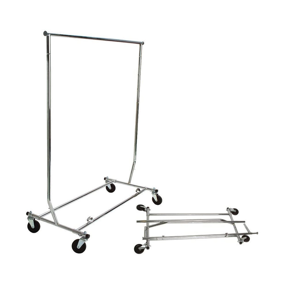 Présentoir de vendeur pliable Eddie's Hang-Up Display Ltd. - Barre simple - Chrome