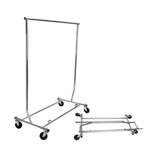 Eddie's Hang-Up Display Ltd. Collapsible Salesman's Rack - Single Bar - Chrome