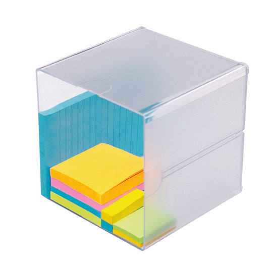 Deflecto Stackable Cube Organizer - 1 Compartment - Clear (350401)