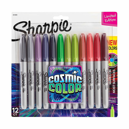 Sharpie Permanent Markers - Fine Point - Cosmic Colour - 12 Pack