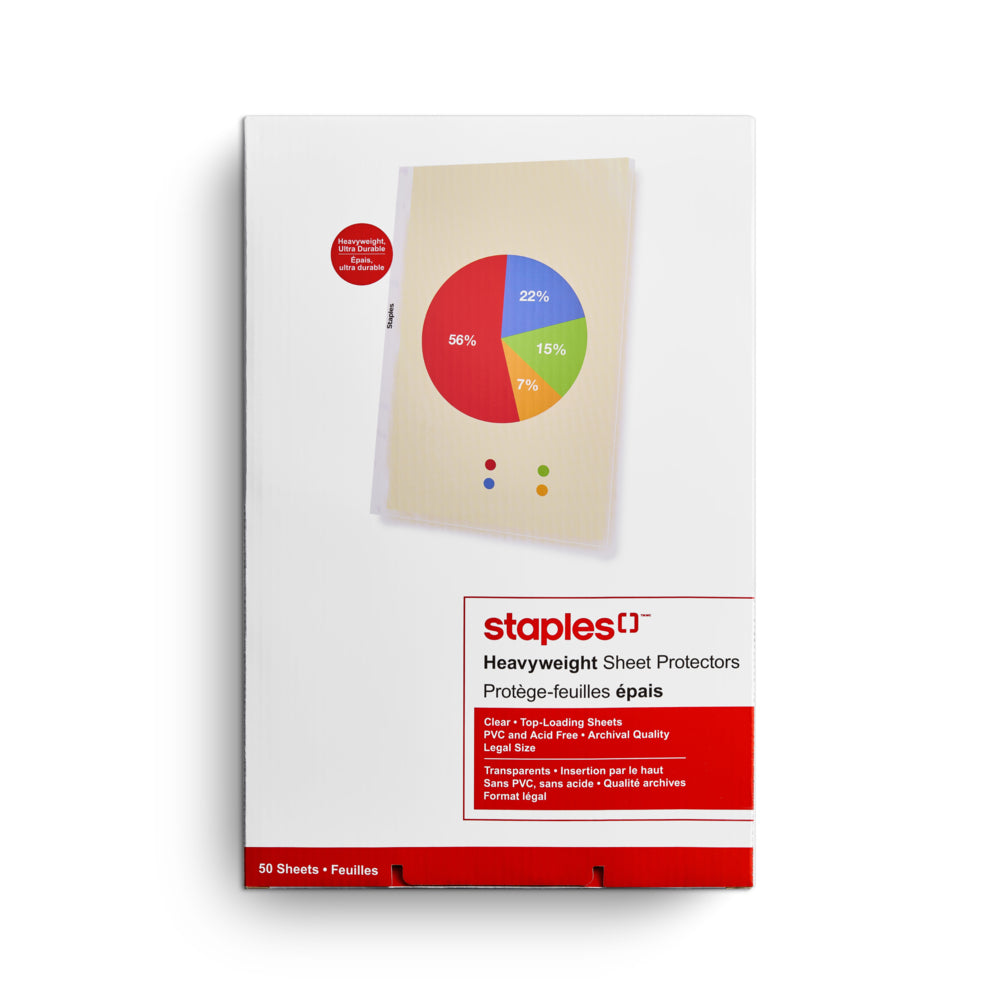 Staples Legal Size Sheet Protector - Mfr's# 75287 - Clear