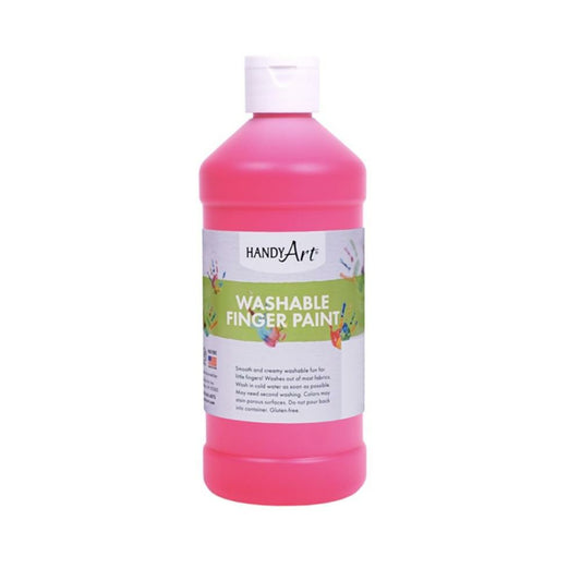 Handy Art Washable Flourescent Finger Paint, Flourescent Hot Pink, 473ml