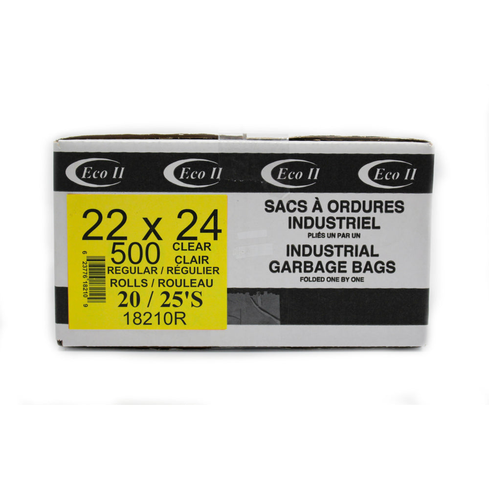 Eco II Garbage Bags - 22" x 24" - Regular - Clear - 25/Roll - 20 Pack