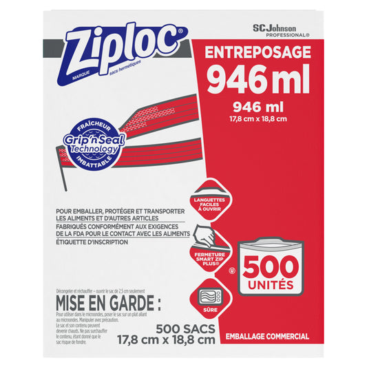 Ziploc Double Zipper Storage Bags, 7" x 7-7/16", 500 Pack