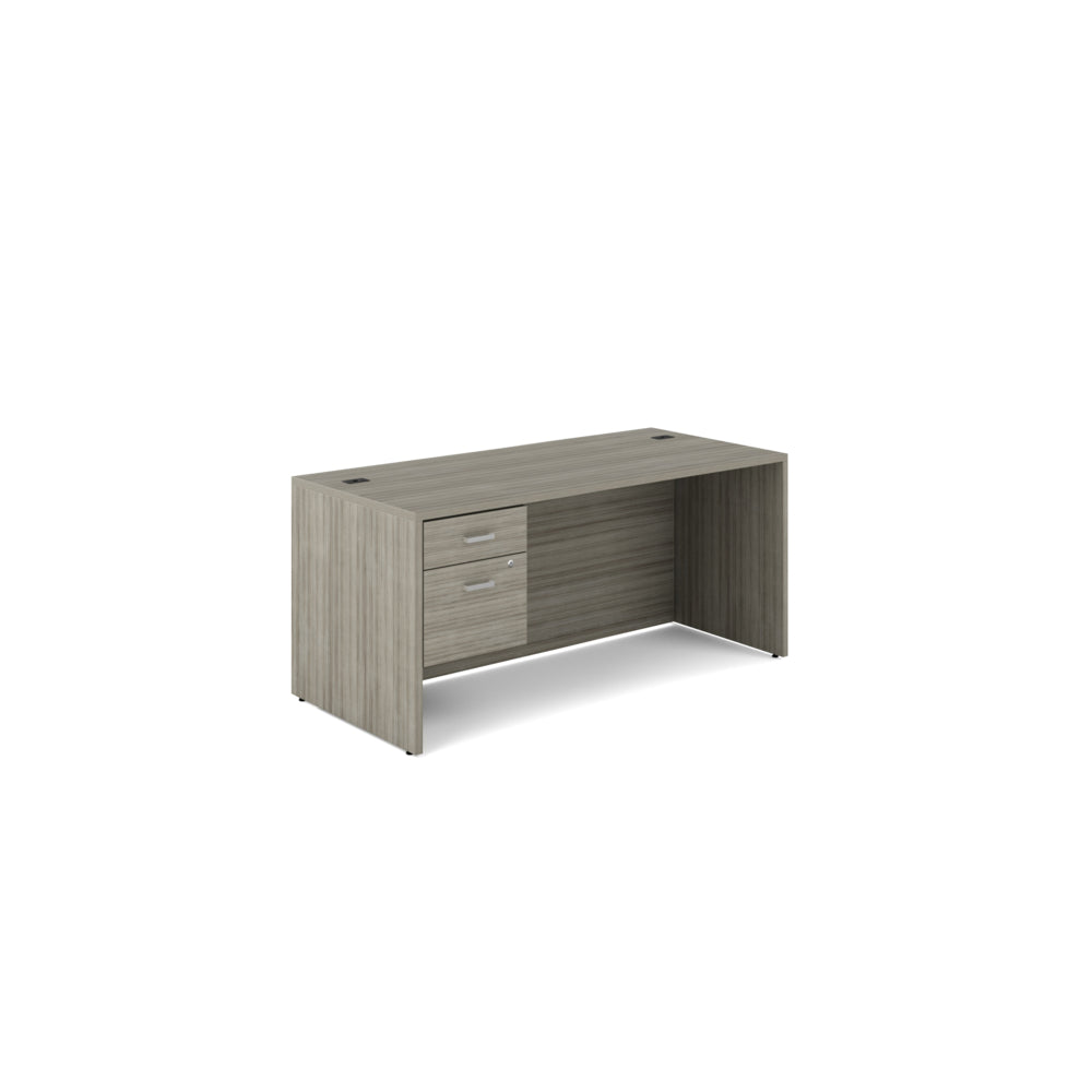 Offices to Go - Newland Single Pedestal Desk - 2 Drawer - 66" W x 30" D - Light Grey