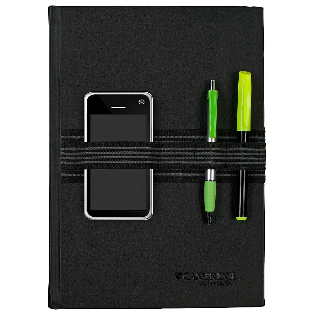 Cambridge Limited Tech Bungee Notebook - 80 Sheets - 8-3/4" x 6-1/8" - Black