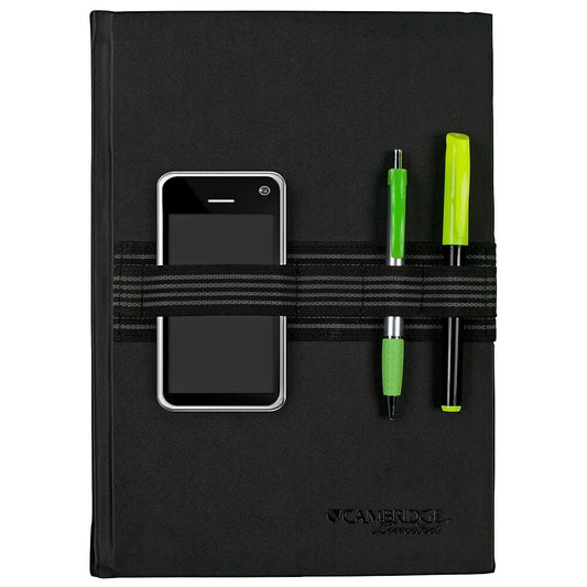Cambridge Limited Tech Bungee Notebook - 80 Sheets - 8-3/4" x 6-1/8" - Black