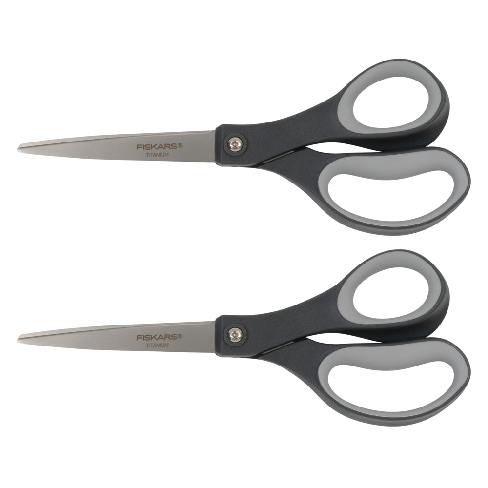 Ciseaux droits Fiskars Performance Softgrip en titane de 20 cm (8 po) – Argent – ​​Lot de 2