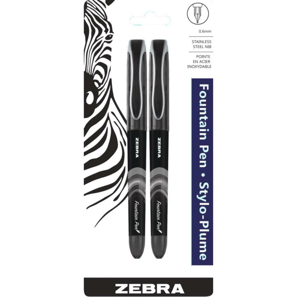 Zebra Disposable Fountain Pen, Black, 2/Pack