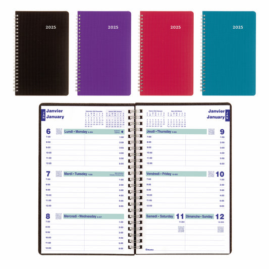 Blueline 2025 DuraFlex Weekly Planner - 8" x 5" - Assorted Colours - Bilingual